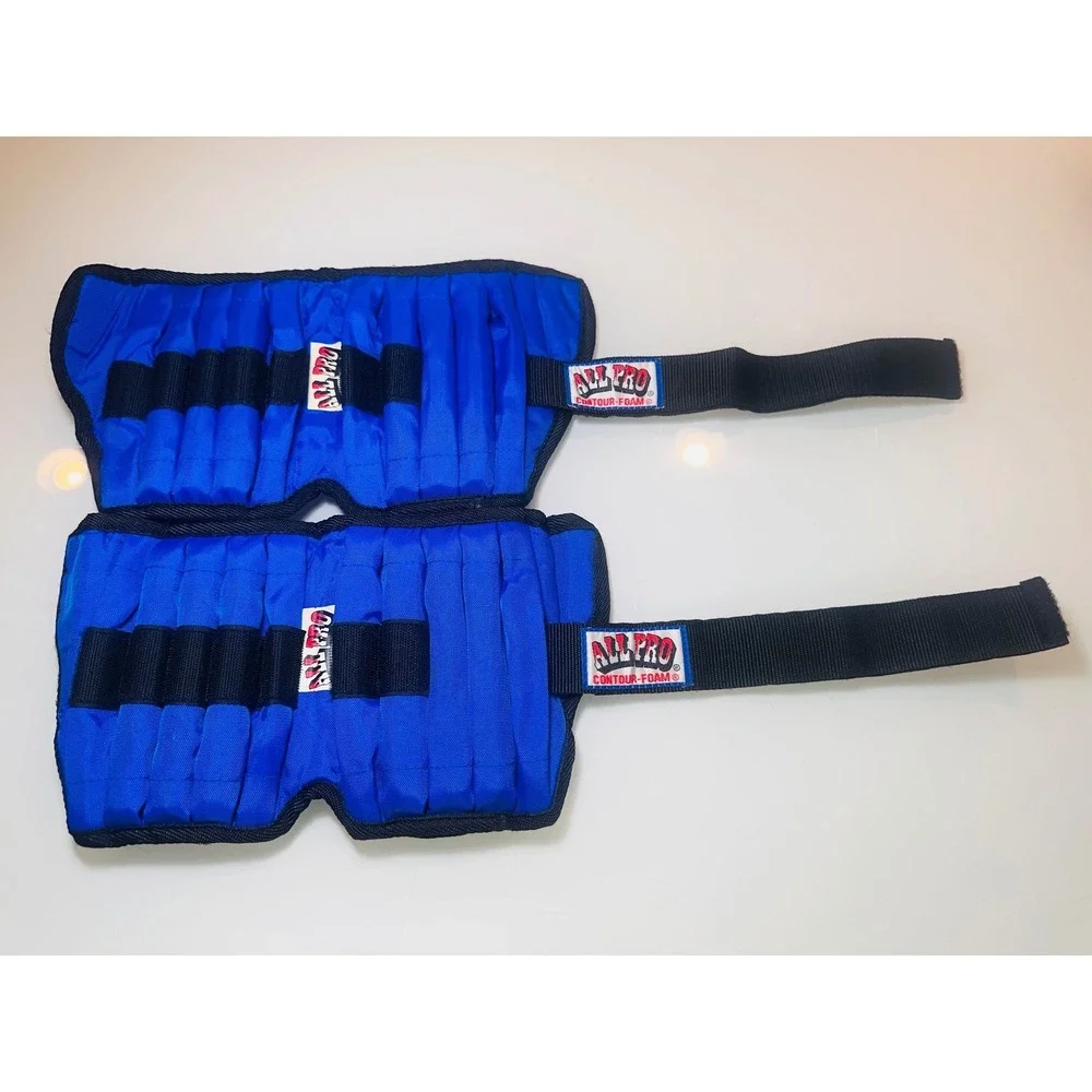 All Pro Weight Adjustable Ankle Weights 10 lb Pair Blue Model 400 Contour-Foam